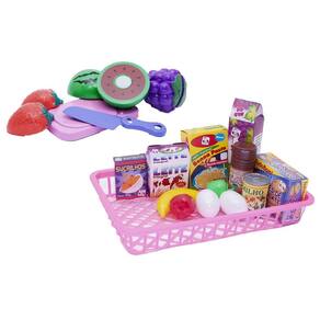 Mega kit infantil mercado comida tabua panela fogão fuê 73pç