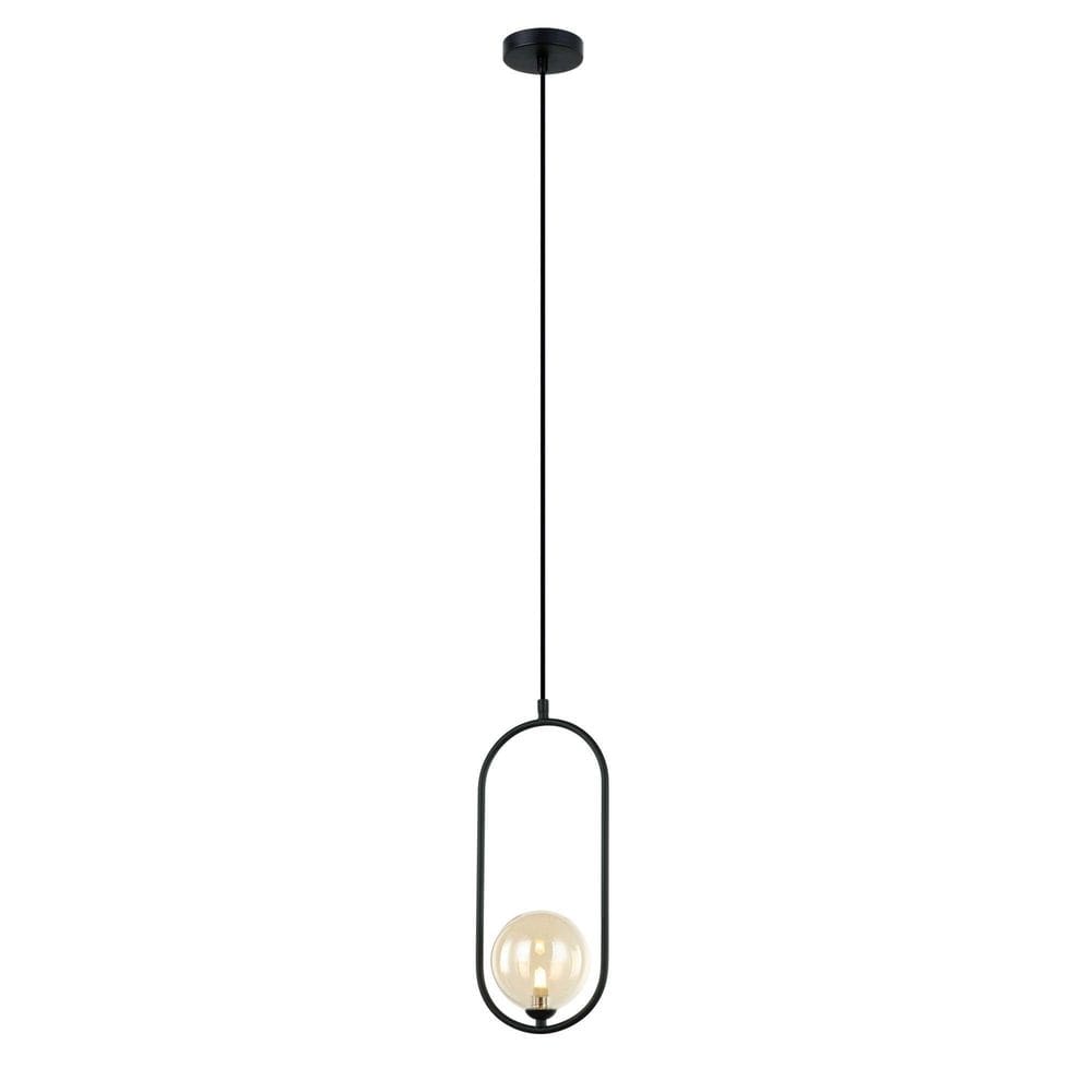 Pendente ball preto com  vidro champagne lavabo acl78
