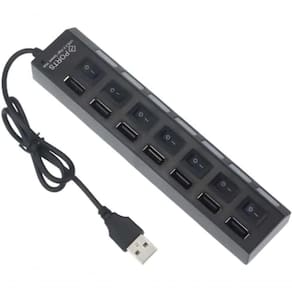 Hub Usb 7 Portas 2.0 Led Indicador 480 Mbps Preto