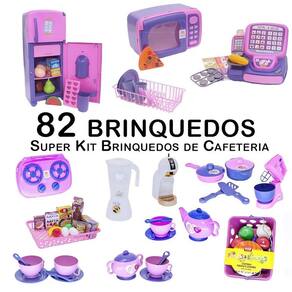 Kit café infantil registradora geladeira microondas 82pç