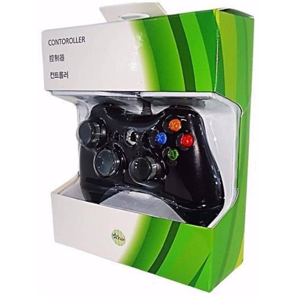 Controle com fio xbox 360 e pc slim joystick feir