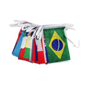 Guirlanda de 100 bandeiras do mundo: poliéster 14x21cm cada