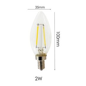 Pacote de lâmpadas de vela de filamento LED com 4 lâmpadas quentes de 2W E14 2700K