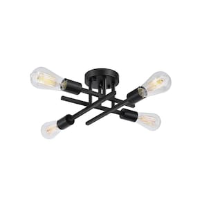 Lâmpada de teto Modern Metal de 4 lâmpadas E27 LED Light - preta