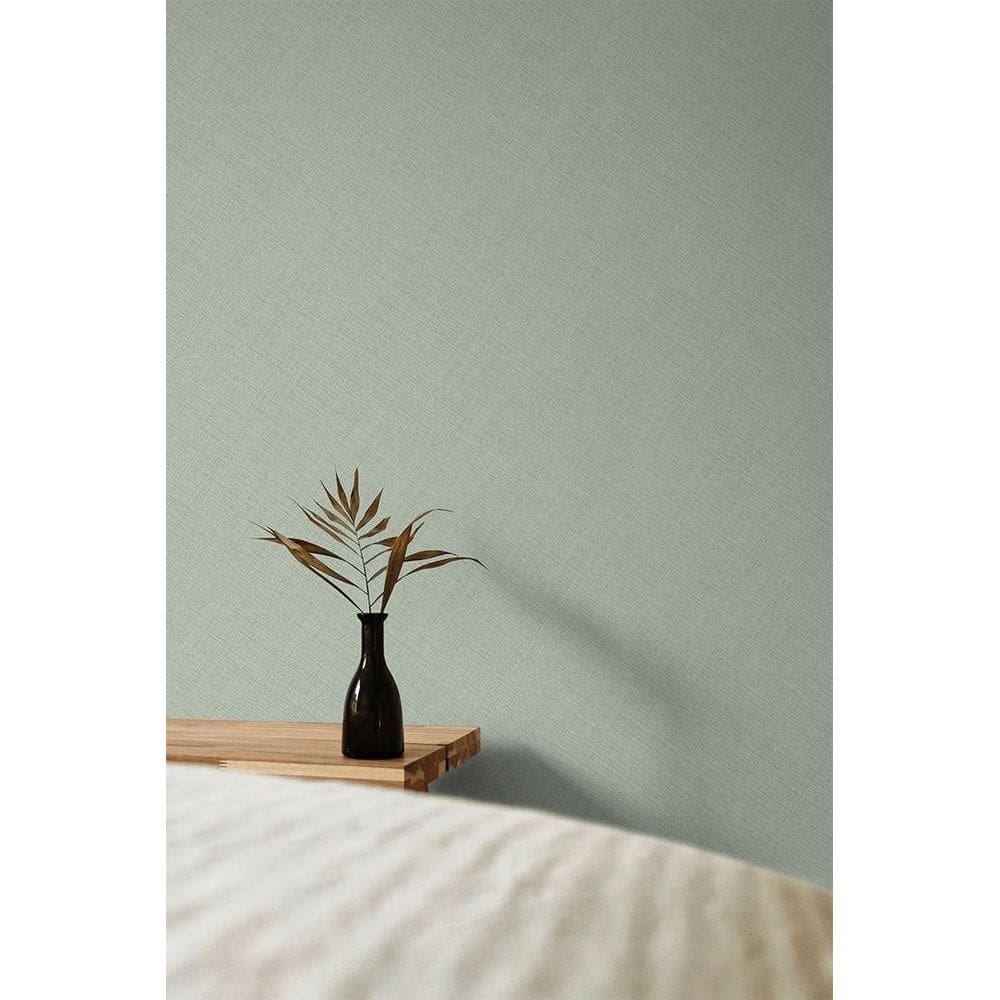 Papel de parede maison verde têxtil - 10m x 0.53m