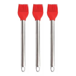 Kit 3 pincéis culinário inox silicone utensílio 25cm pequeno