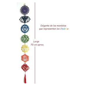 Pingente: Mandala, decoração de chakras pintados em madeira, 8 cm de diâmetro