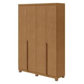 Guarda Roupa Solteiro Alonzo 4 Portas Amêndoa Clean com Pés - Lopas