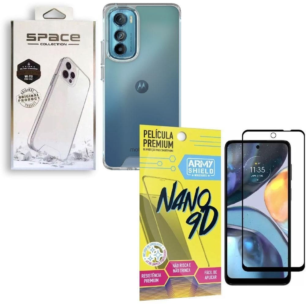 Capa space collection moto g22 + película nano 9d armyshield
