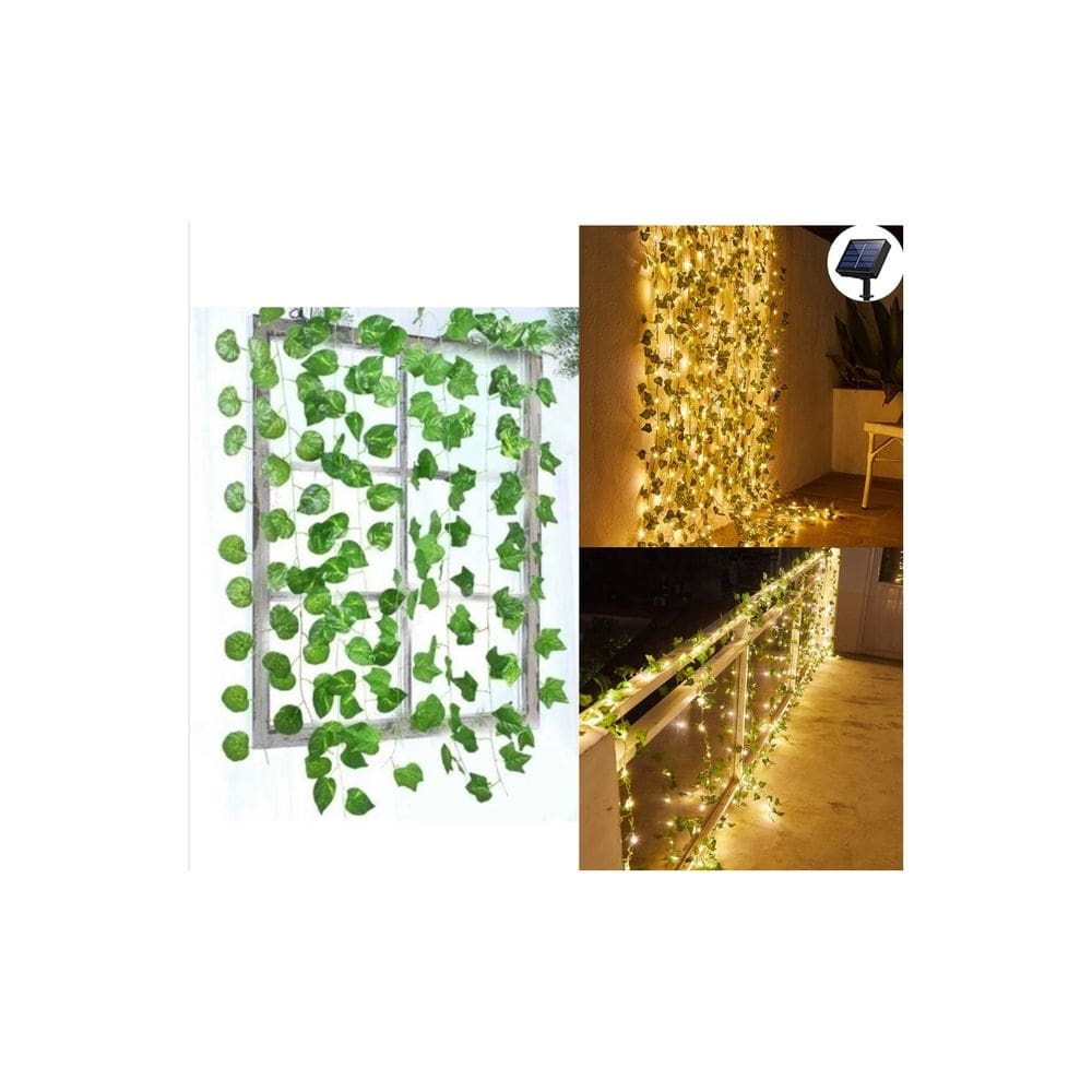 Cortina Solar Leaf Vine de 3x3m com 300 LEDs de luz quente