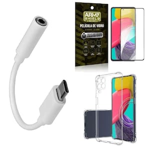 Kit capinha m53 5g + adaptador fone tipo c para p2 +película