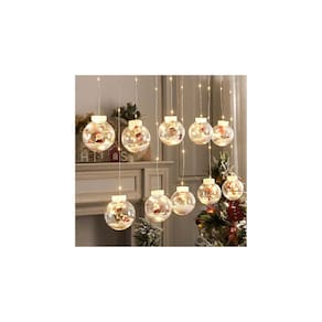 Cortina LED, luzes de Natal, Papai Noel, alimentado por energia solar