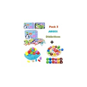 Pacote com 3 quebra-cabeças educativos de brinquedos e blocos de madeira