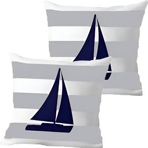 Kit 2 Capas De Almofadas Barco À Vela Navegação Marítima