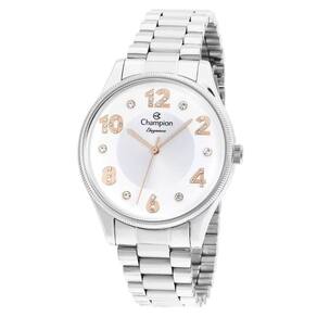 Relógio champion feminino kit com semi joia - cn24002y - prata com mostrador branco