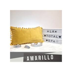 Capa de almofada com pompom amarelo 30x50 cm em poliéster
