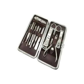 Conjunto de cortador de unhas marrom, kit de manicure e pedicure de 12 peças