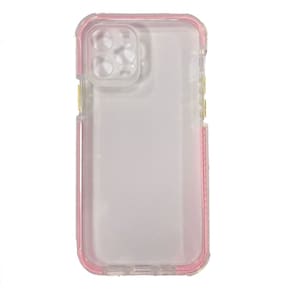 Capa de telefone genérica transparente reforçada com borda rosa reforçada com TPU