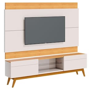Rack Bancada 2 Gavetas e Painel para Tv Classic 1.8 Off White Nature - Imcal