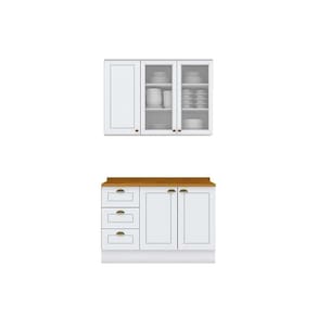 Cozinha Completa Americana 3 Peças (1 Aéreo + 1 Balcão + 1 Complemento) CZ126 Branco - Henn