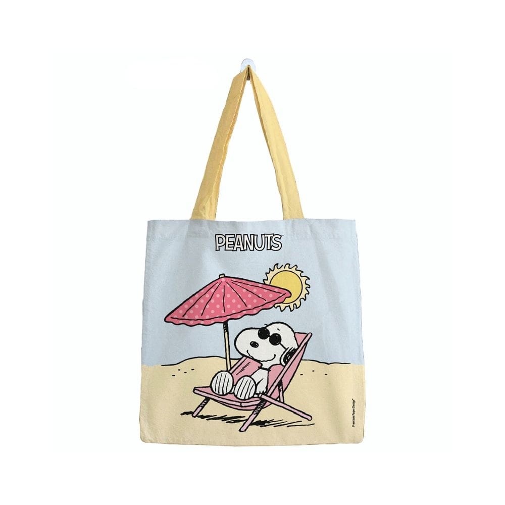 Bolsa de algodão Snoopy sob o guarda-chuva