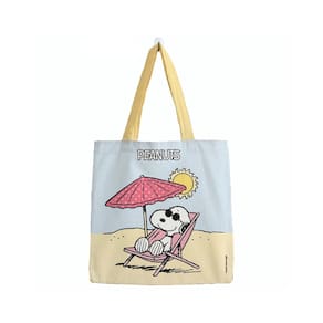 Bolsa de algodão Snoopy sob o guarda-chuva