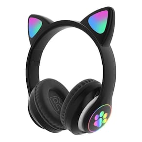 Fone de ouvido led gatinho sem fio bluetooth wireless preto
