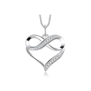 Colar Infinity 925 com pingente de coração de prata para mulheres