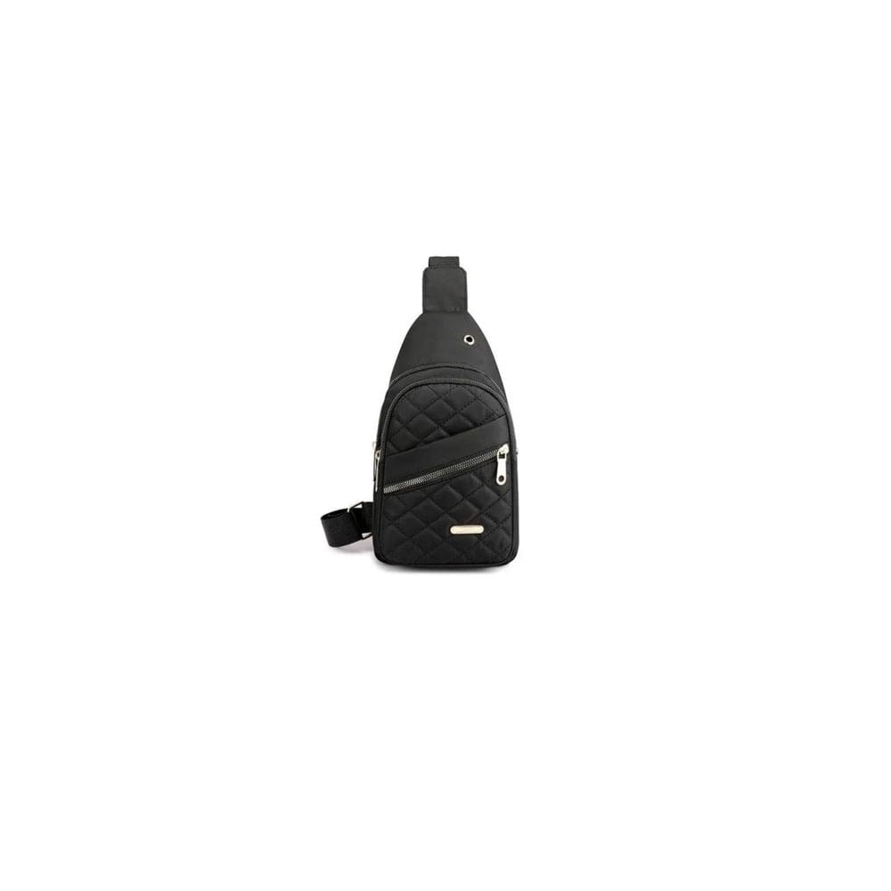 Bolsa tiracolo de ombro elegante feminina de nylon poliéster preta