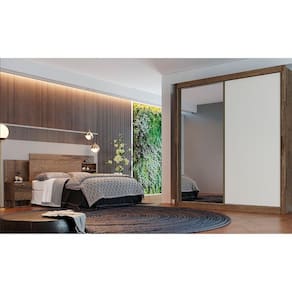 Roupeiro Zurique 1 Porta Espelhada 100 Mdf Brauna/ Off White