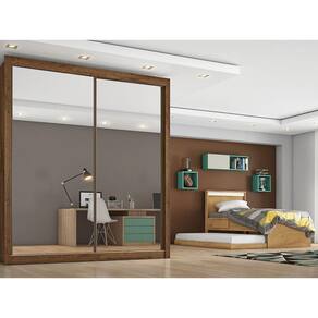 Roupeiro Zurique 2 Portas Espelhada 100 Mdf Brauna/ Off White