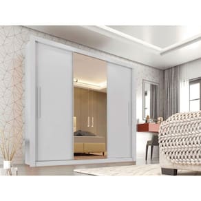 Roupeiro Panamá Em Mdp 3 Portas Com Espelho Central Sallêto Branco