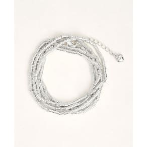 Pulseira Cantarina Jo feminina em bronze banhado a prata 80cm