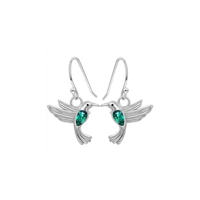 Brincos Hummingbird Hoops em prata 925 com zircão esmeralda