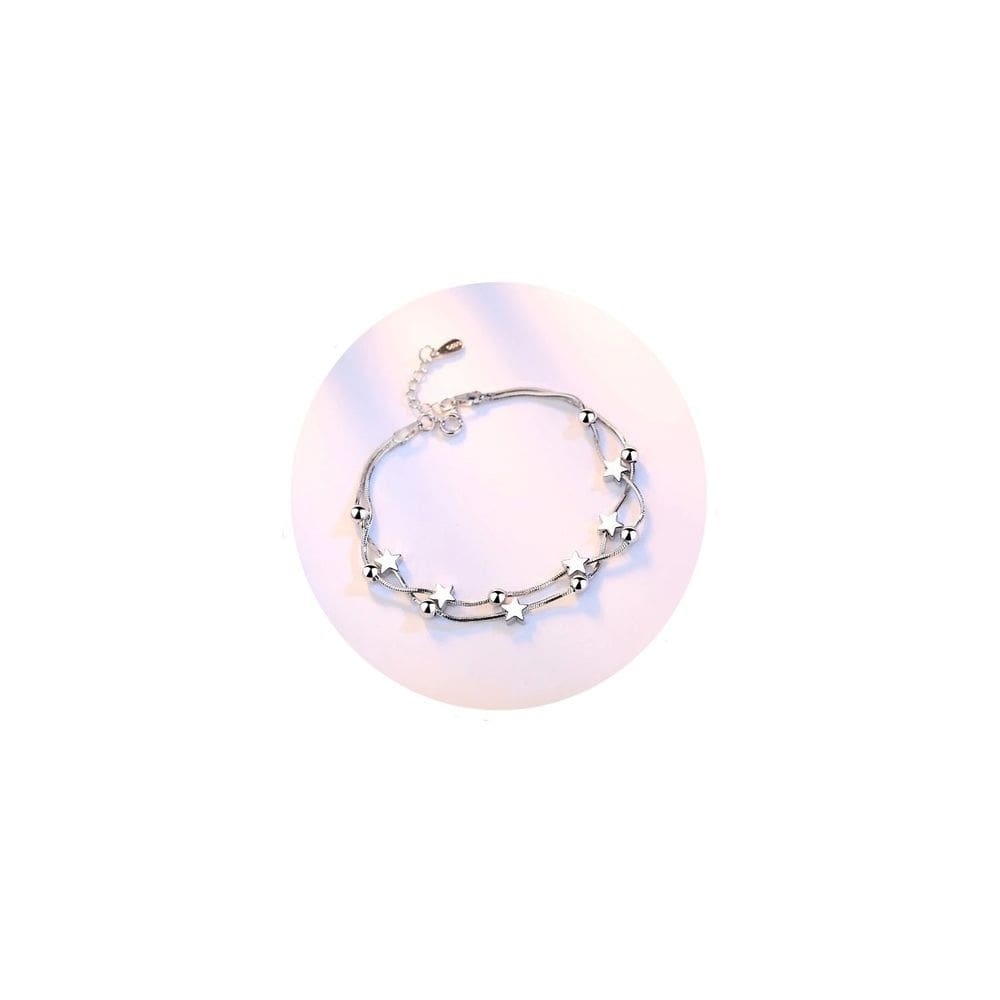 Pulseira 925 Silver Stars Sphere Jewelry para mulheres
