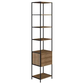 Estante Industrial Steel Quadra Artesano 45 Cm Em Mdp Vermont Dark 3 Gavetas Estrutura Em Aço Preto