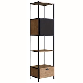 Estante Industrial York Artesano 90 Cm (Largura) Em Mdp Vermont Uma Porta Aço Preto