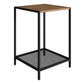 Mesa Lateral Industrial York Artesano Quadrada 40 Cm (Largura) Em Mdp Vermont Base Aço Preto