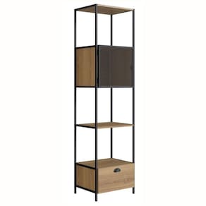 Estante Industrial York Artesano 90 Cm (Largura) Em Mdp Hanover Uma Porta Aço Preto