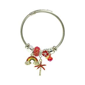 Pulseira Women`s Charms Silver Surgical Steel - Vermelha