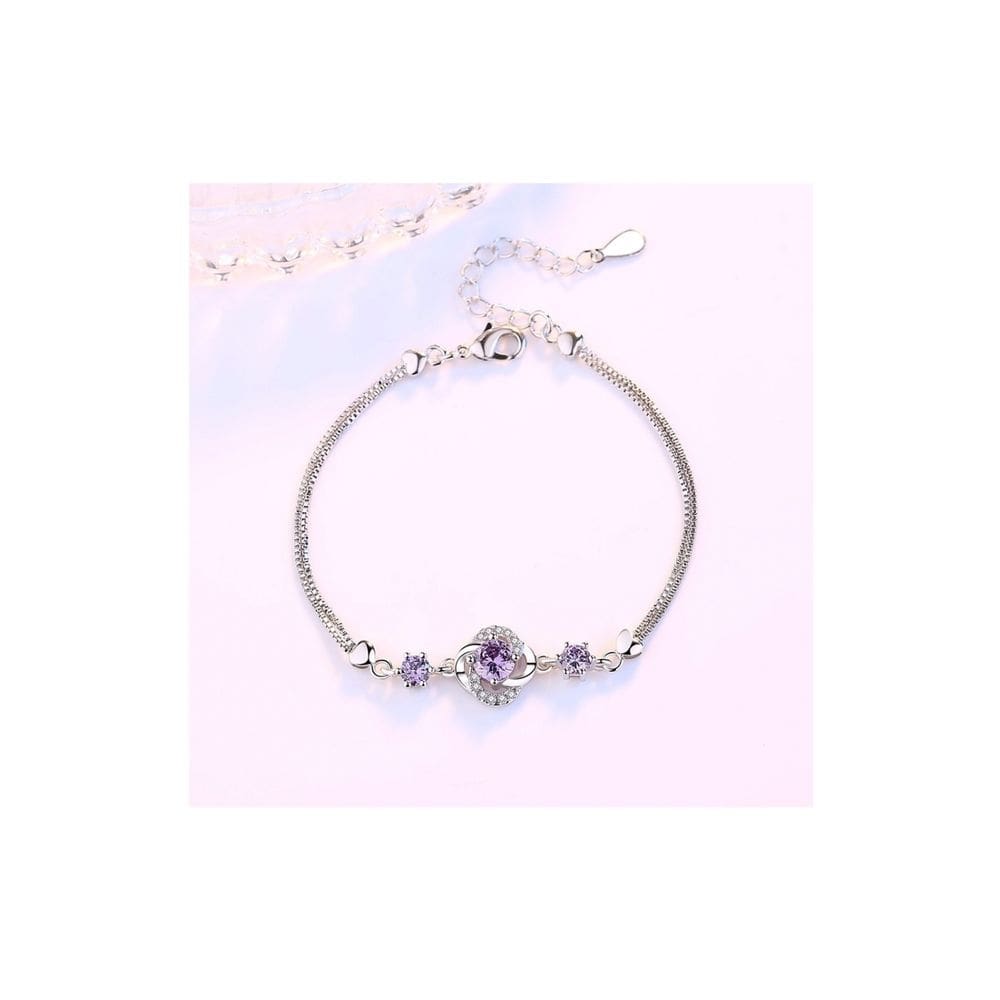 Pulseira banhada a prata 925 com design Lucky Flower