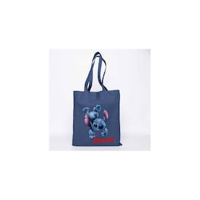 Sacola jeans estampada Lilo Stitch e Tarsero Stitch 35x40c