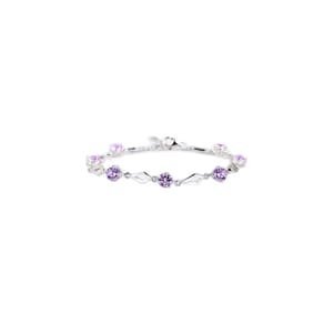 Pulseira de prata fina 925 com ametista lilás roxa