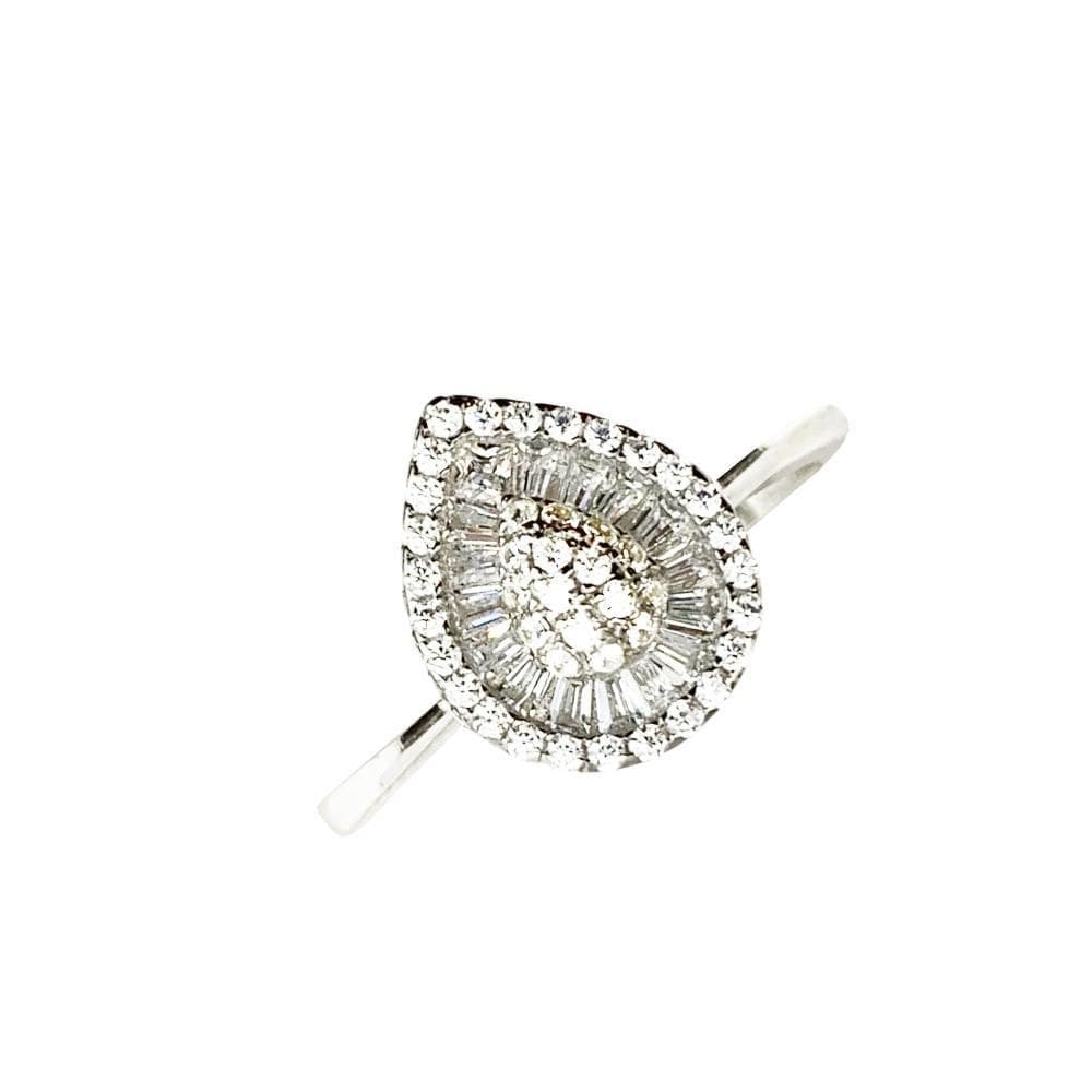 Anel gota com zircônia em prata