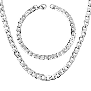 Conjunto de pulseiras de aço cirúrgico de 50 cm + 22 cm para homens