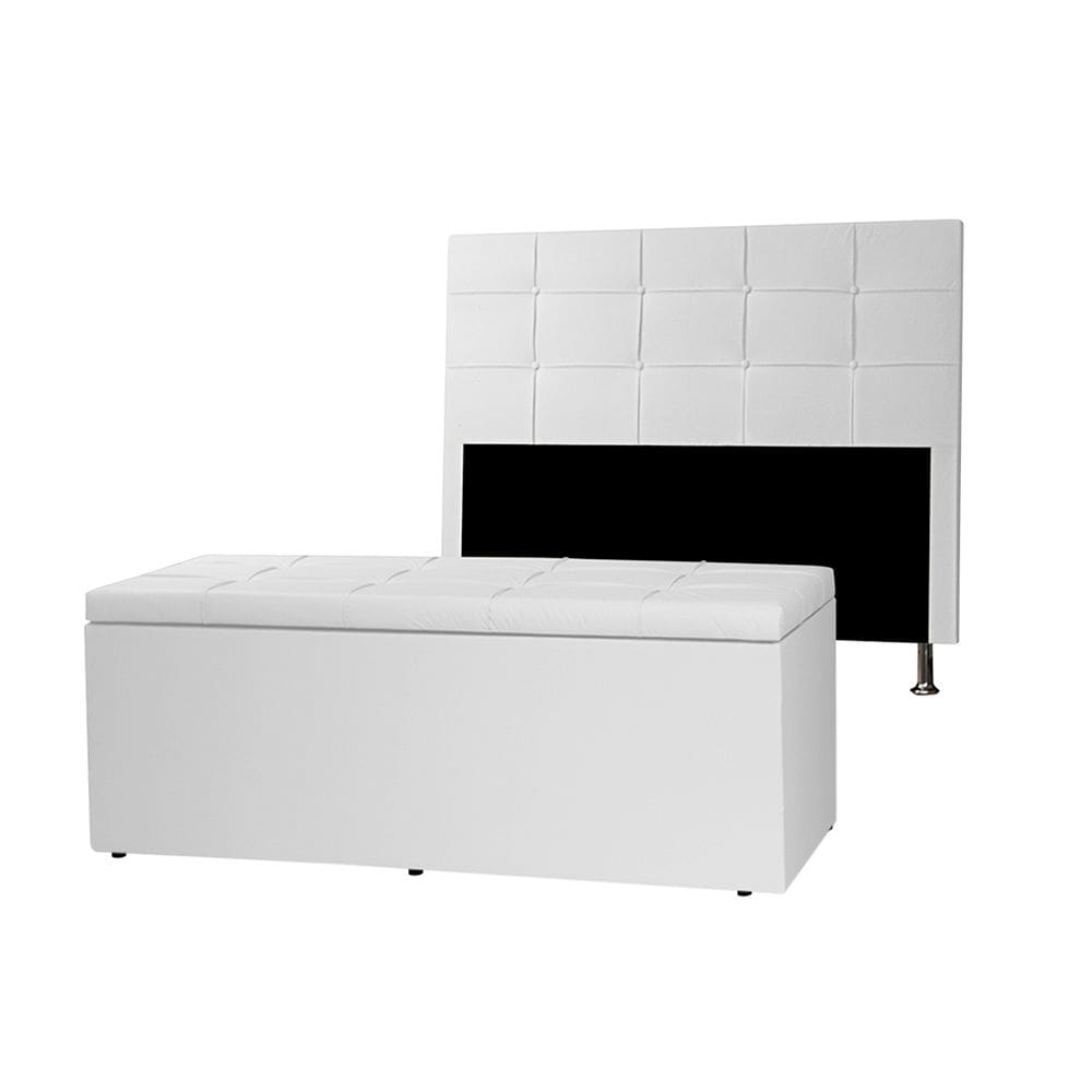 Kit Cabeceira e Calçadeira Baú Casal 1,40m Roma Corano - Pallazio