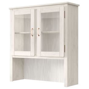 Oratório em Madeira Maciça com 2 Portas de Vidro Branco Envelhecido