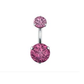 Piercing de umbigo prata 2 pedras aço cirúrgico zircônia