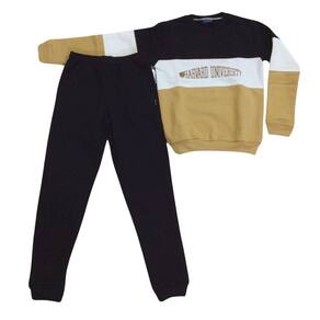 Conjunto Moletom Infantil Masc Vrasalon preto off bege
