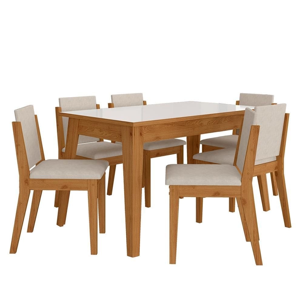 Mesa 1,36 Com 6 Cadeiras Libéria Cinamom/off Whit/bege - M. Arapongas